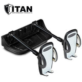 Titan Dash Mount Phone Holder for Jeep Wrangler JK with Two Clamp Holders for Phones. Three Rugged Multi-Purpose Tray Buckle Slots for Camera, GPS, and Mobile Devices. Fits JK Models (2011-2018)