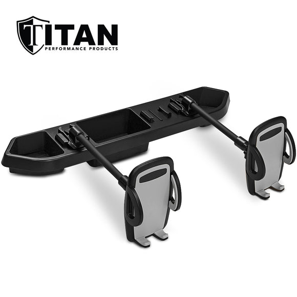 Titan Dash Mount Phone Holder for Jeep Wrangler JL and Gladiator with Two Clamp Cell Phone Holders. Three Tray Buckle Slots for Camera, GPS and Mobile Devices. Fits Jeep JL Models (2018 - Current) and Gladiator Models (All Years and Trims)